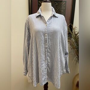 Abercrombie & Fitch Oversized Linen Blend Long Sleeve Shirt